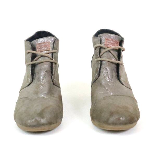 Toms Women's Size 10 Wedge Ankle Booties Chukka Metallic Mocha Tan - Picture 3 of 11